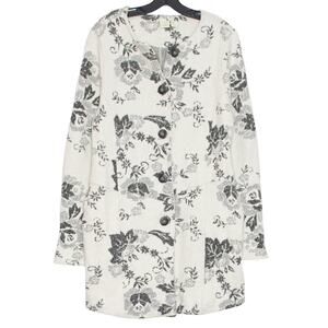 NEW Lucy & Laurel Cardigan Long Floral Wool Cottage Boho Cozy Coat White Size XL